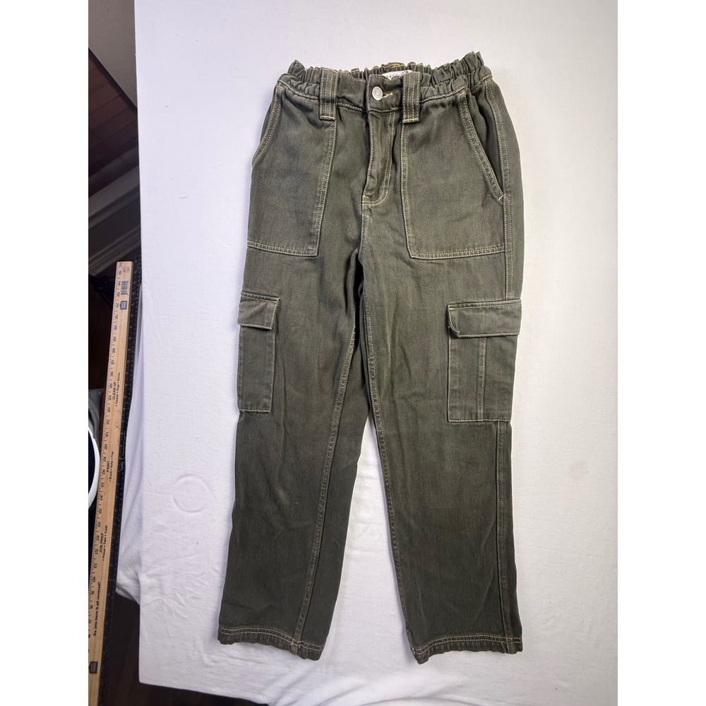 PacSun Womens Olive Green Cotton Denim Cargo Pants Elastic Waist Size S-2656